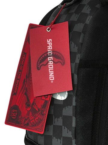 Sprayground Black And White Drip Check Shark Backpack - Zaini Unisex - Nero