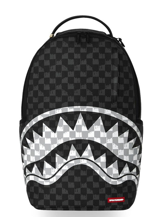 Sprayground Black And White Drip Check Shark - Zaini Unisex - Nero