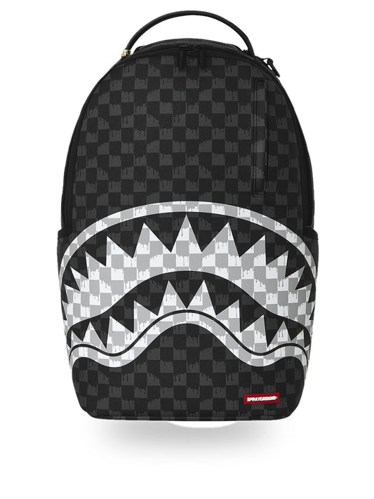 Sprayground Black And White Drip Check Shark Backpack - Zaini Unisex - Nero