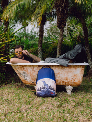 Sprayground Moon Howler Backpack - Zaini Unisex - Panna/Azzurro