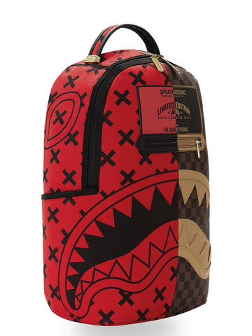 Sprayground Reverse Half Split Backpack - Zaini Unisex - Marrone/Rosso