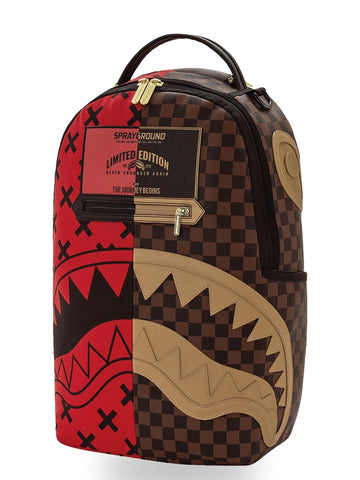 Sprayground Reverse Half Split Backpack - Zaini Unisex - Marrone/Rosso