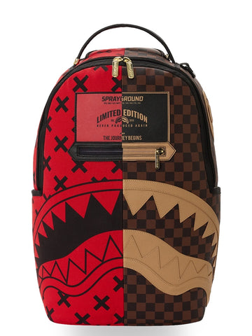 Sprayground Reverse Half Split Backpack - Zaini Unisex - Marrone/Rosso
