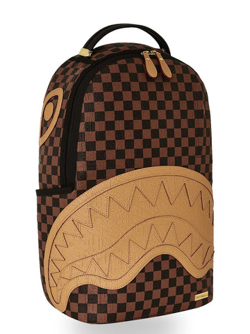 Sprayground Embossed Check Brown Backpack - Zaini Unisex - Marrone