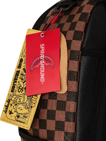 Sprayground Embossed Check Brown Backpack - Zaini Unisex - Marrone