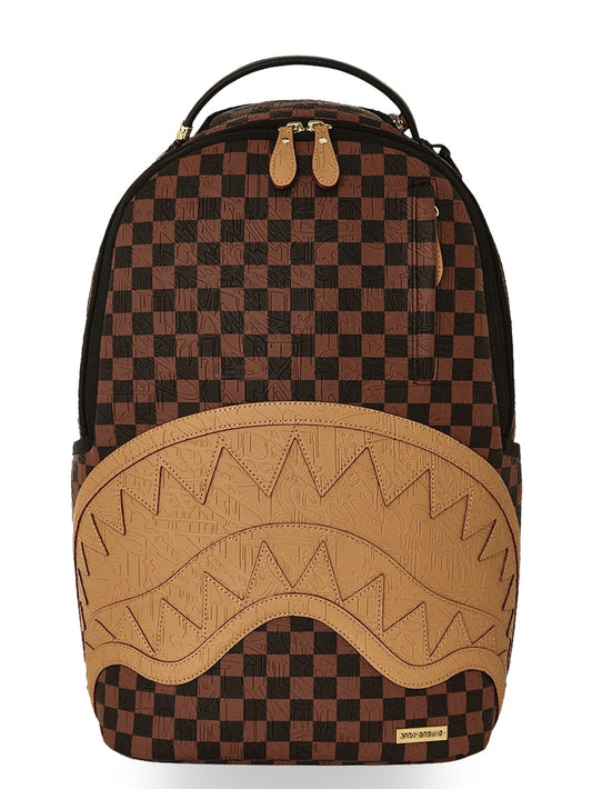 Sprayground Embossed Check Brown Backpack - Zaini Unisex - Marrone