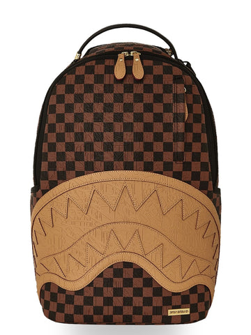 Sprayground Embossed Check Brown Backpack - Zaini Unisex - Marrone