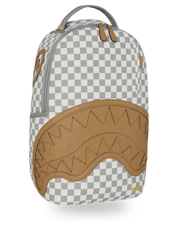 Sprayground Embossed Cream Check Backpack - Zaini Unisex - Bianco/Grigio