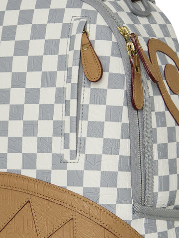 Sprayground Embossed Cream Check Backpack - Zaini Unisex - Bianco/Grigio