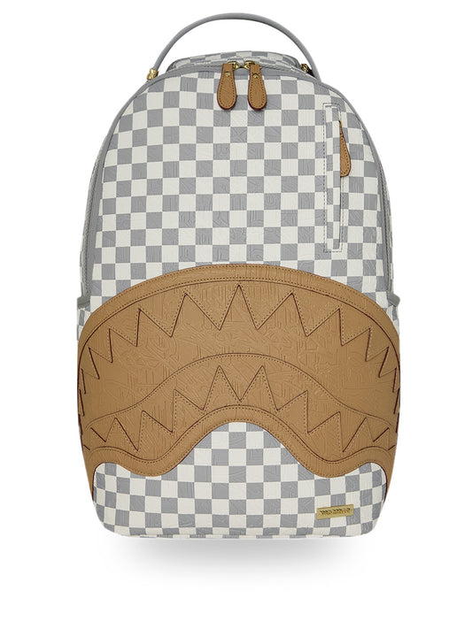 Sprayground Embossed Cream Check Backpack - Zaini Unisex - Bianco/Grigio