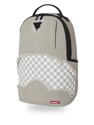 Sprayground Cream Denim Tear Shark Backpack - Zaini Unisex - Grigio
