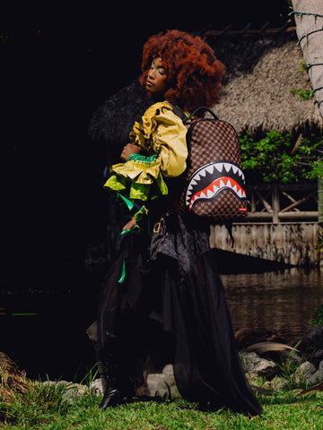 Sprayground Sharks In Paris Wtf Bubble Brown Check - Zaini Unisex - Marrone
