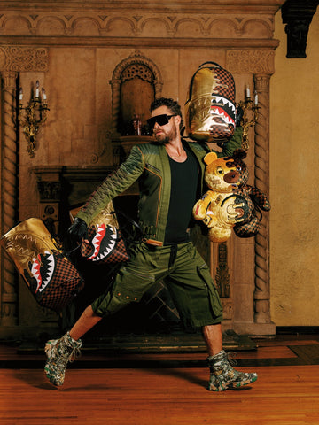 Sprayground Sharks In Paris Gold Drip Backpack - Zaini Unisex - Marrone/Oro