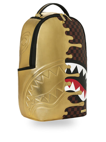 Sprayground Sharks In Paris Gold Drip Backpack - Zaini Unisex - Marrone/Oro
