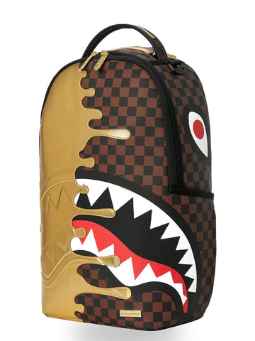 Sprayground Sharks In Paris Gold Drip Backpack - Zaini Unisex - Marrone/Oro