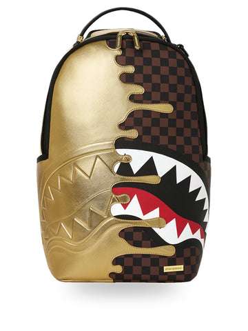 Sprayground Sharks In Paris Gold Drip Backpack - Zaini Unisex - Marrone/Oro