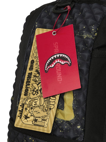 Sprayground Pyramid Stencil Shark Backpack - Zaini Unisex - Nero/Giallo