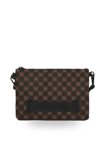 Sprayground Sharks In Paris Wtf Bubble Brown Check Crossover Clutch - Borse Unisex - Marrone