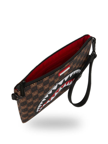 Sprayground Sharks In Paris Wtf Bubble Brown Check Crossover Clutch - Borse Unisex - Marrone