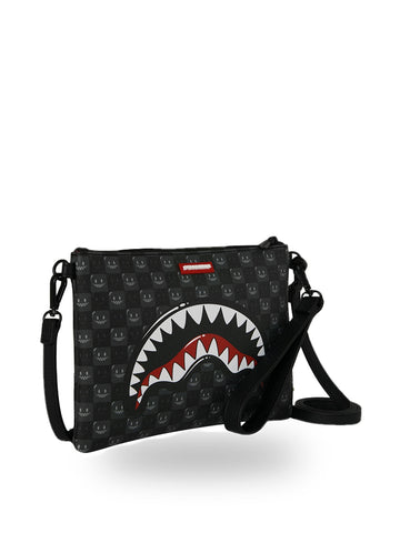 Sprayground Sharks In Paris Wtf Bubbly Black Check Crossover Clutch - Borse Unisex - Nero