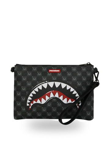Sprayground Sharks In Paris Wtf Bubbly Black Check Crossover Clutch - Borse Unisex - Nero