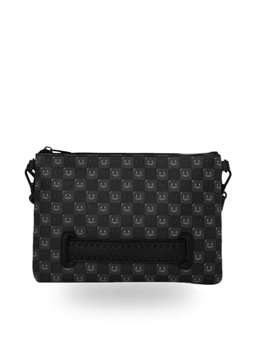 Sprayground Sharks In Paris Wtf Bubbly Black Check Crossover Clutch - Borse Unisex - Nero