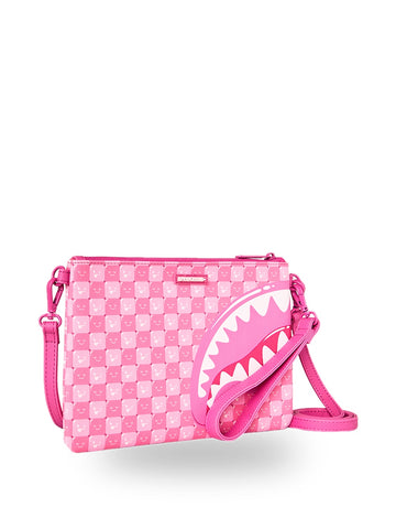 Sprayground Pink New Check Faces Crossover Clutch - Borse Unisex - Rosa