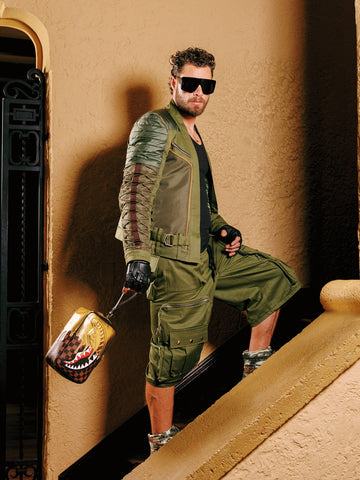 Sprayground Sharks In Paris Gold Drip Toiletry Brick - Borse Unisex - Marrone/oro