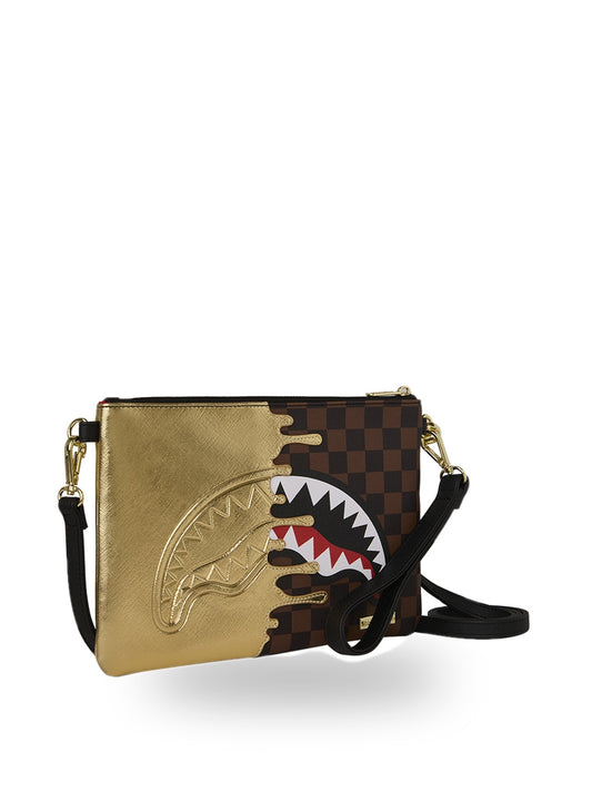 Sprayground Sharks In Paris Gold Drip Clutch - Borse Unisex - Marrone/Oro