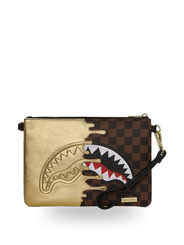 Sprayground Sharks In Paris Gold Drip Clutch - Borse Unisex - Marrone/Oro