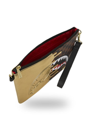 Sprayground Sharks In Paris Gold Drip Clutch - Borse Unisex - Marrone/Oro