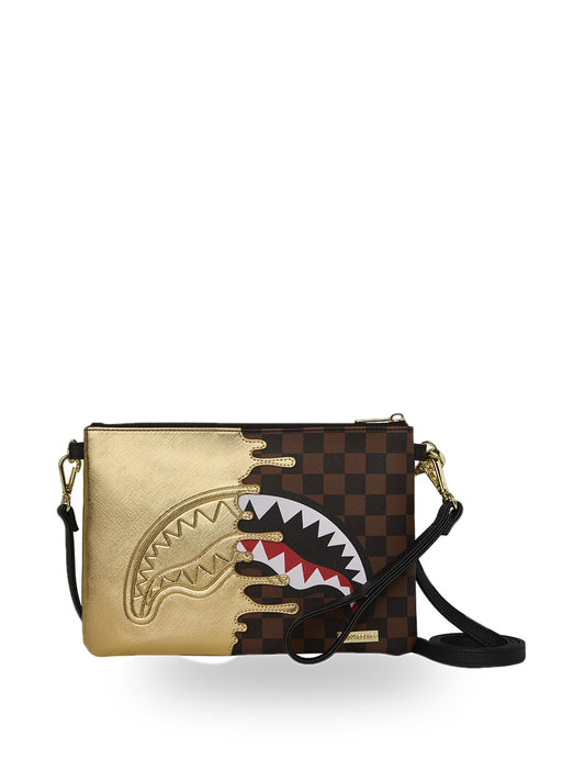 Sprayground Sharks In Paris Gold Drip Clutch - Borse Unisex - Marrone/Oro