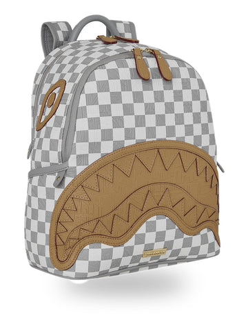 Sprayground Embossed Cream Check Savage Backpack - Zaini Unisex - Bianco/grigio