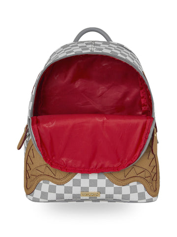 Sprayground Embossed Cream Check Savage Backpack - Zaini Unisex - Bianco/grigio