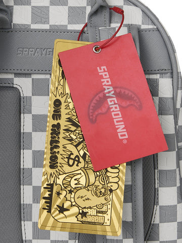 Sprayground Embossed Cream Check Savage Backpack - Zaini Unisex - Bianco/grigio