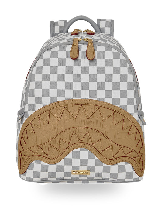 Sprayground Embossed Cream Check Savage Backpack - Zaini Unisex - Bianco/grigio