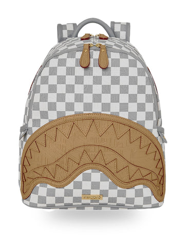Sprayground Embossed Cream Check Savage Backpack - Zaini Unisex - Bianco/grigio