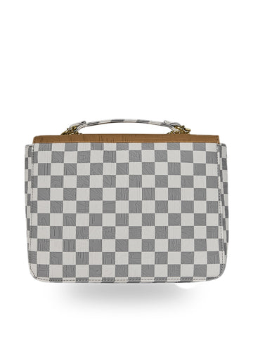 Sprayground Embossed Cream Check Handbag - Borse Unisex - Bianco/Grigio