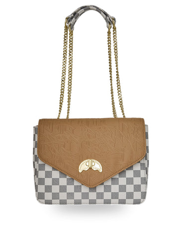 Sprayground Embossed Cream Check Handbag - Borse Unisex - Bianco/Grigio