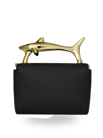 Sprayground Blacked Out Embossed Gold Shark Handbag - Borse Unisex - Nero