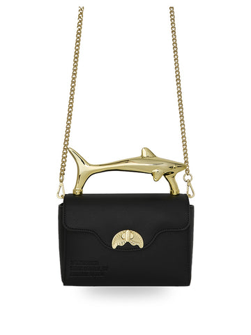 Sprayground Blacked Out Embossed Gold Shark Handbag - Borse Unisex - Nero
