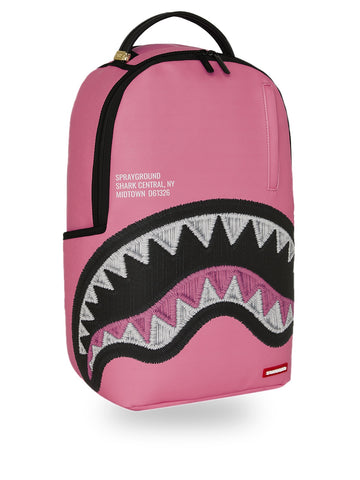 Sprayground Shark Central Pink Embroidered Shark - Zaini Unisex - Rosa/Nero