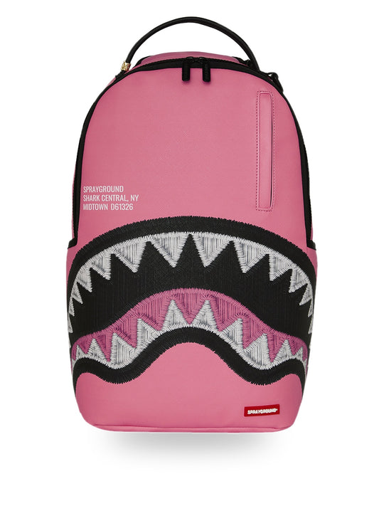 Sprayground Shark Central Pink Embroidered Shark - Zaini Unisex - Rosa/Nero
