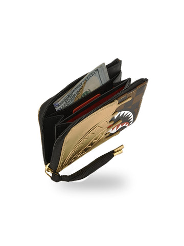 Sprayground Sharks In Paris Gold Drip Wallet - Portafogli Unisex - Marrone/Oro