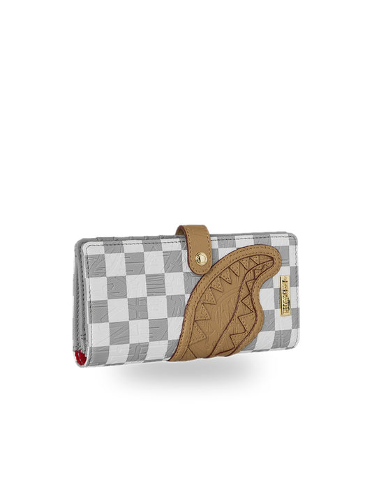 Sprayground Embossed Cream Check Wallet - Portafogli Unisex - Bianco/Grigio