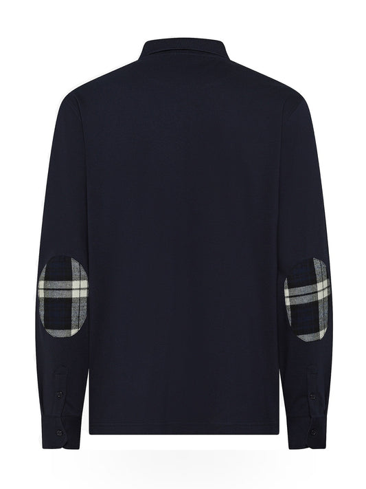Sun68 Polo Contrast Fabric Elbow L/s - T-Shirt Uomo - Blu Navy