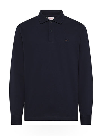 Sun68 Polo Contrast Fabric Elbow L/s - T-Shirt Uomo - Blu Navy