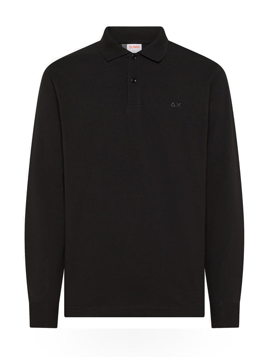 Sun68 Polo Contrast Fabric Elbow L/s - T-Shirt Uomo - Nero