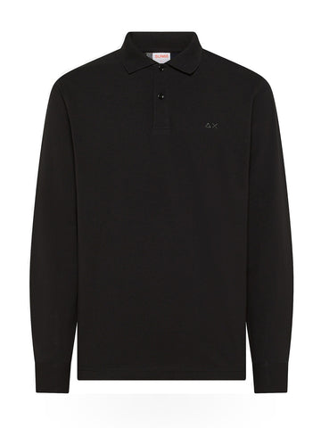 Sun68 Polo Contrast Fabric Elbow L/s - T-Shirt Uomo - Nero