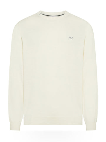 Sun68 Sweater Basic L/s - Maglieria Uomo - Bianco Panna